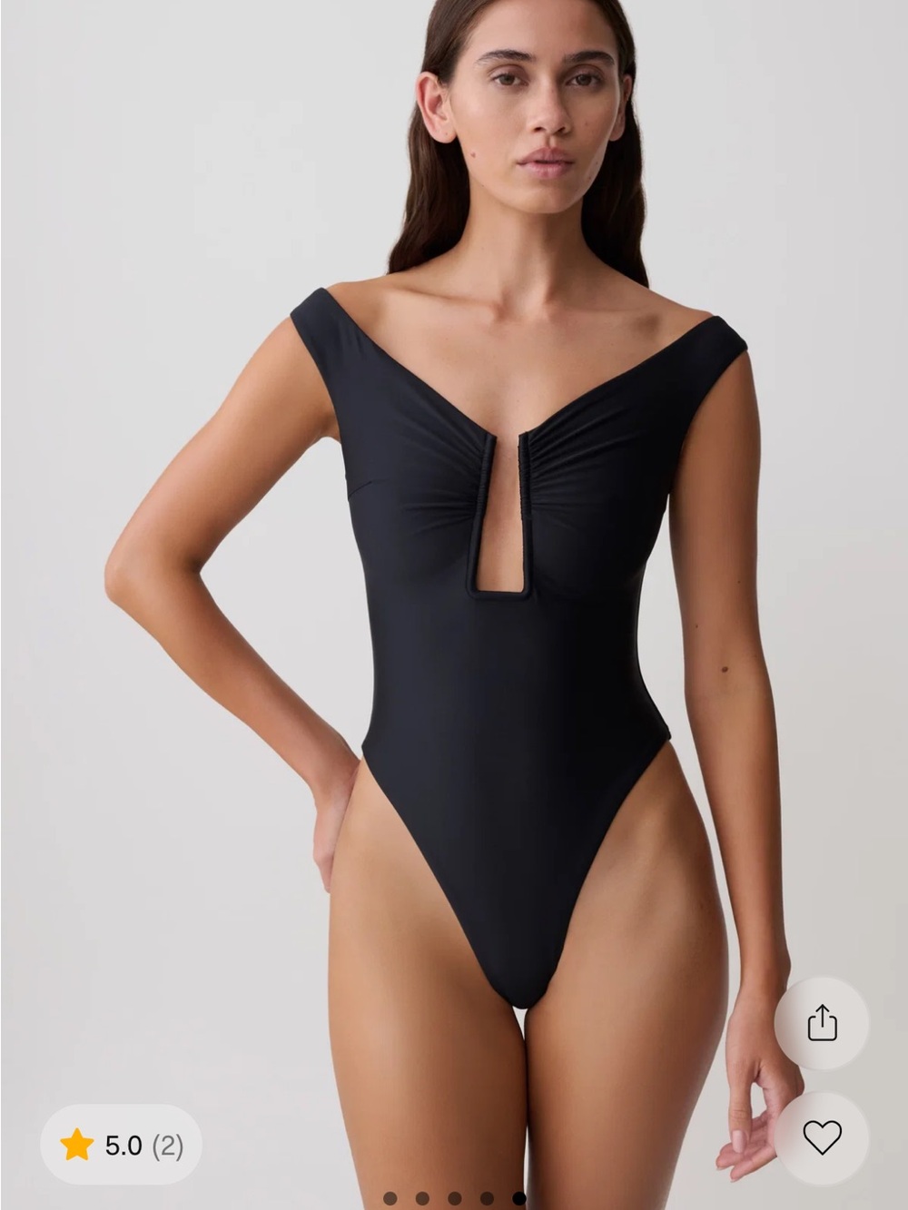 MESHKI Black Off-Shoulder V-Plunge One-Piece Swimsuit